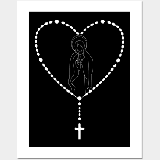 Holy Rosary Virgin Mary Heart Posters and Art